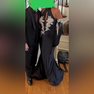 Sophisticated Black and Silver Women's Wedding Gown